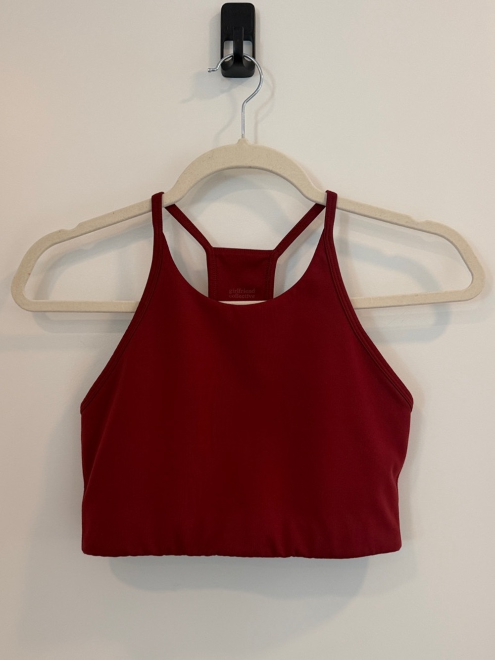Girlfriend Collective Luxe Colette Halter Bra in Burgundy | Size Small